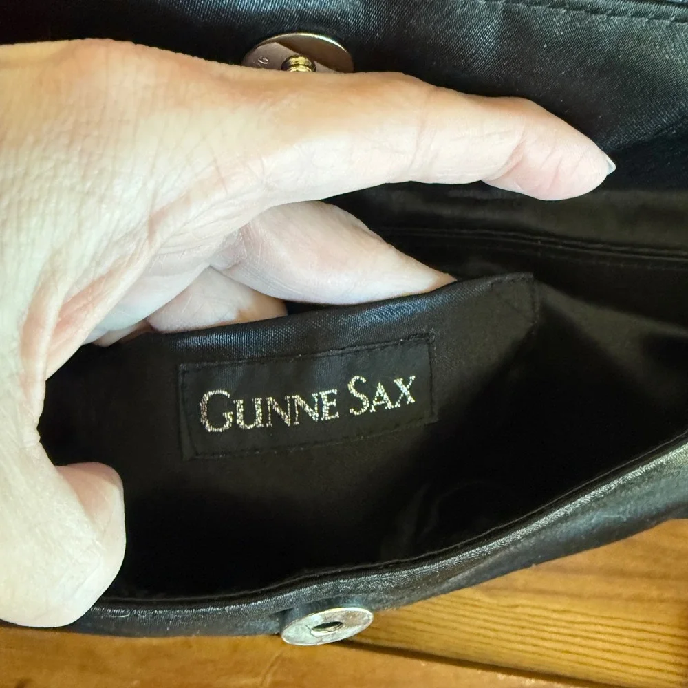 Gunne Sax Black Satin Bow Detail Evening‎ Clutch Bag